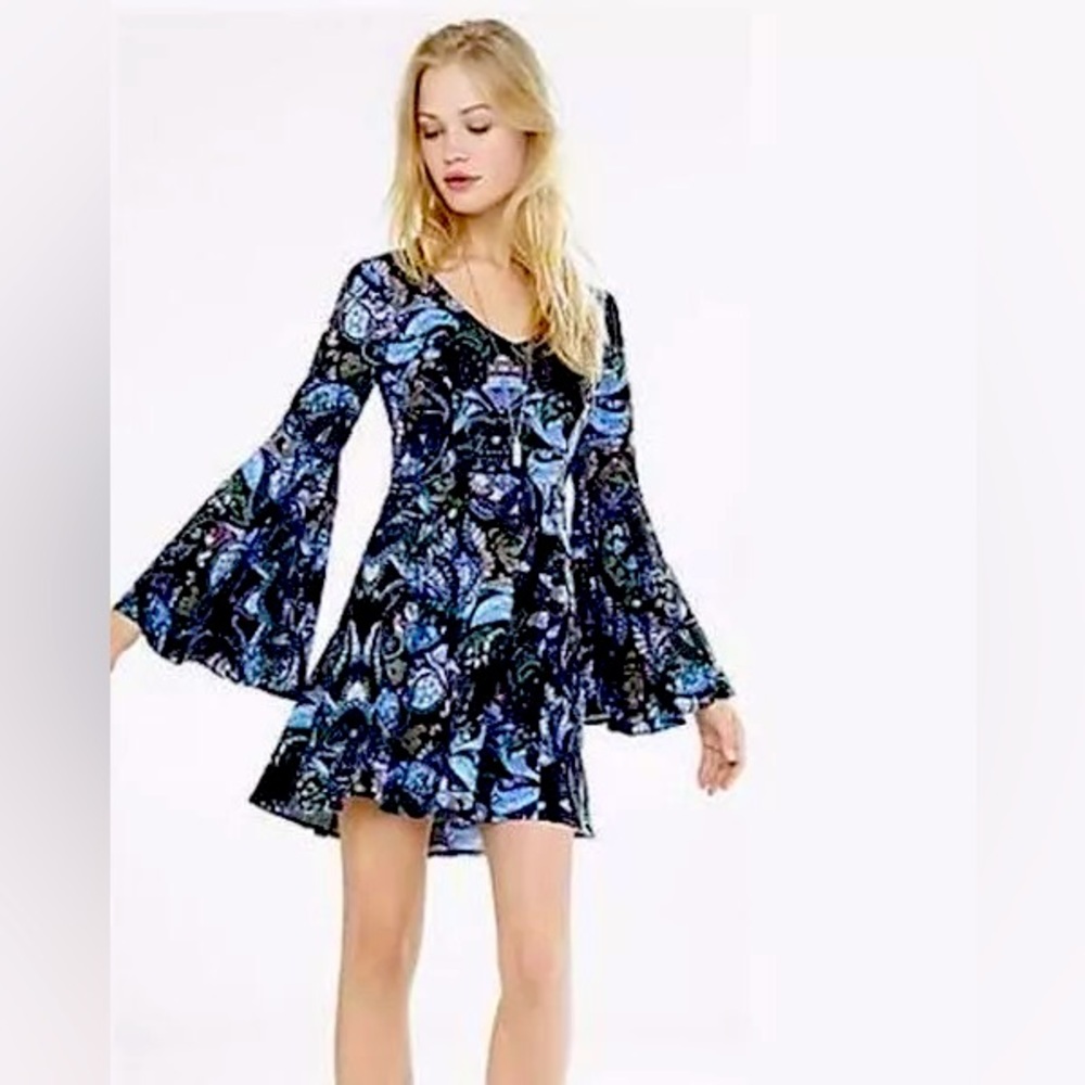 Express Fit and Flare Dress in Paisley Print
